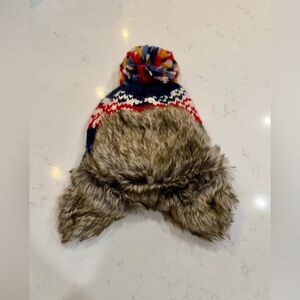 FATFACE Kids Fair Isle Trapper Knit Hat Size Small